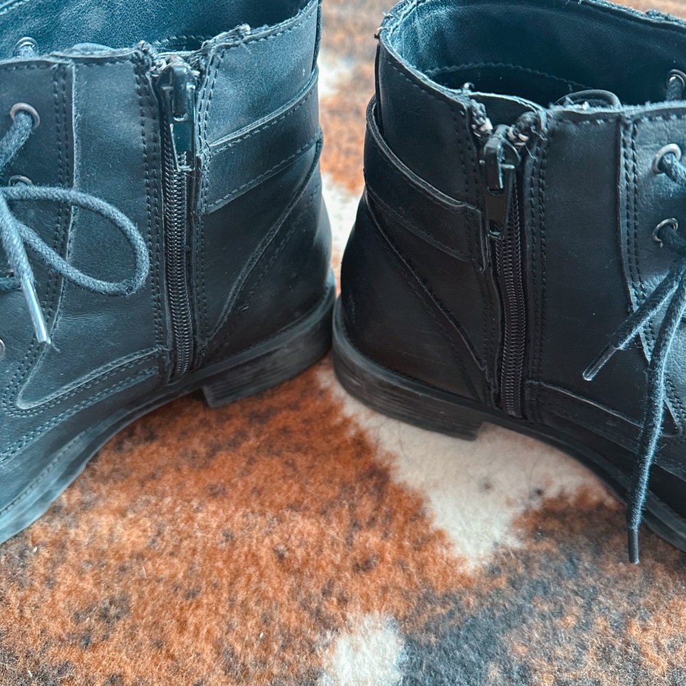 Madden Girl Black Lace-Up Moto Boots - Picture 3 of 5